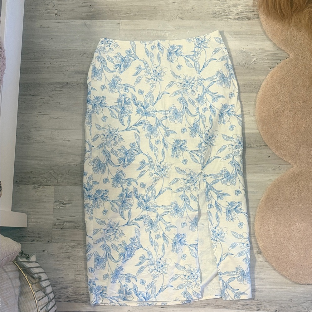 Floral Blue and White Women's Skirt